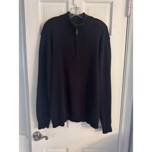 Oscar‎ De La Renta Men's Pullover 1/4 Zip Sweater Blue X-Large Mock Neck Cotton.